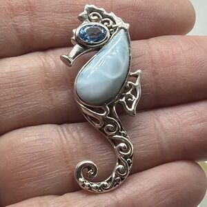 Vintage Sterling Silver Seahorse Pendant Marked CFJ